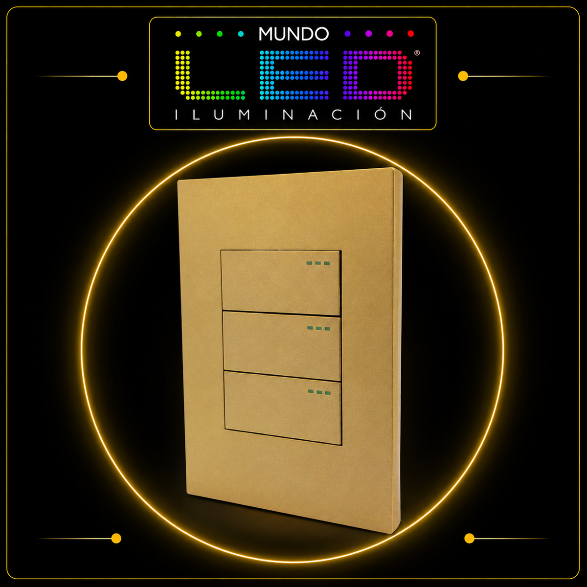 INTERRUPTOR TRIPLE CONMUTABLE DORADO REF ETI128