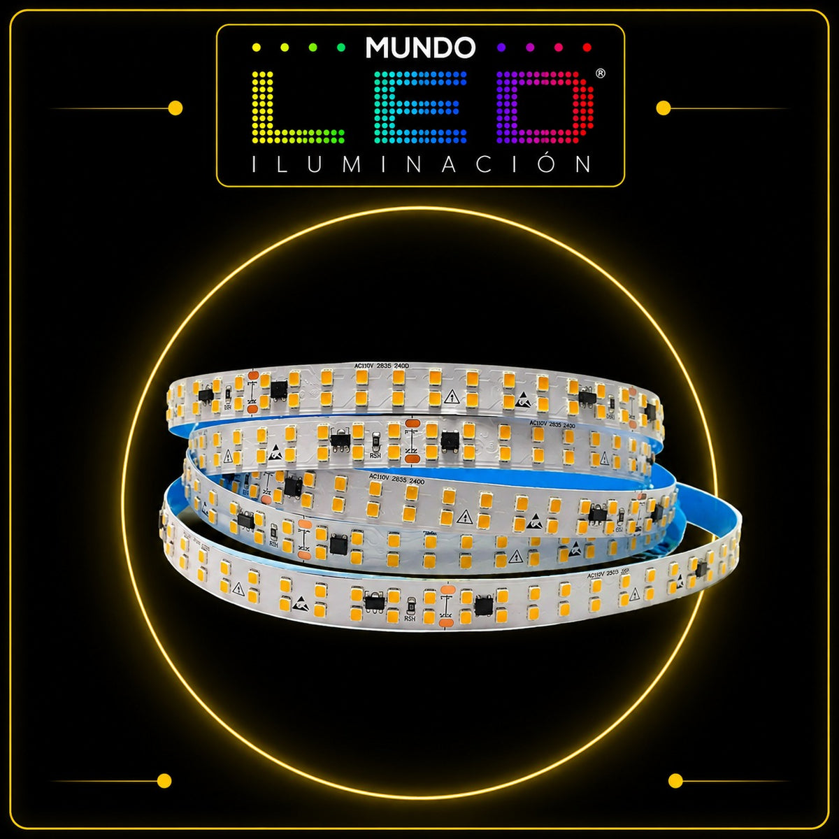 CINTA LED 2835 110V 240 BOMBILLOS DOBLE CARRIL 3000K IP20 X 10 MTS