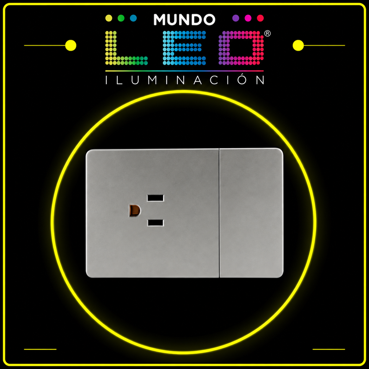 INTERRUPTOR MAS TOMA PLATEADO
