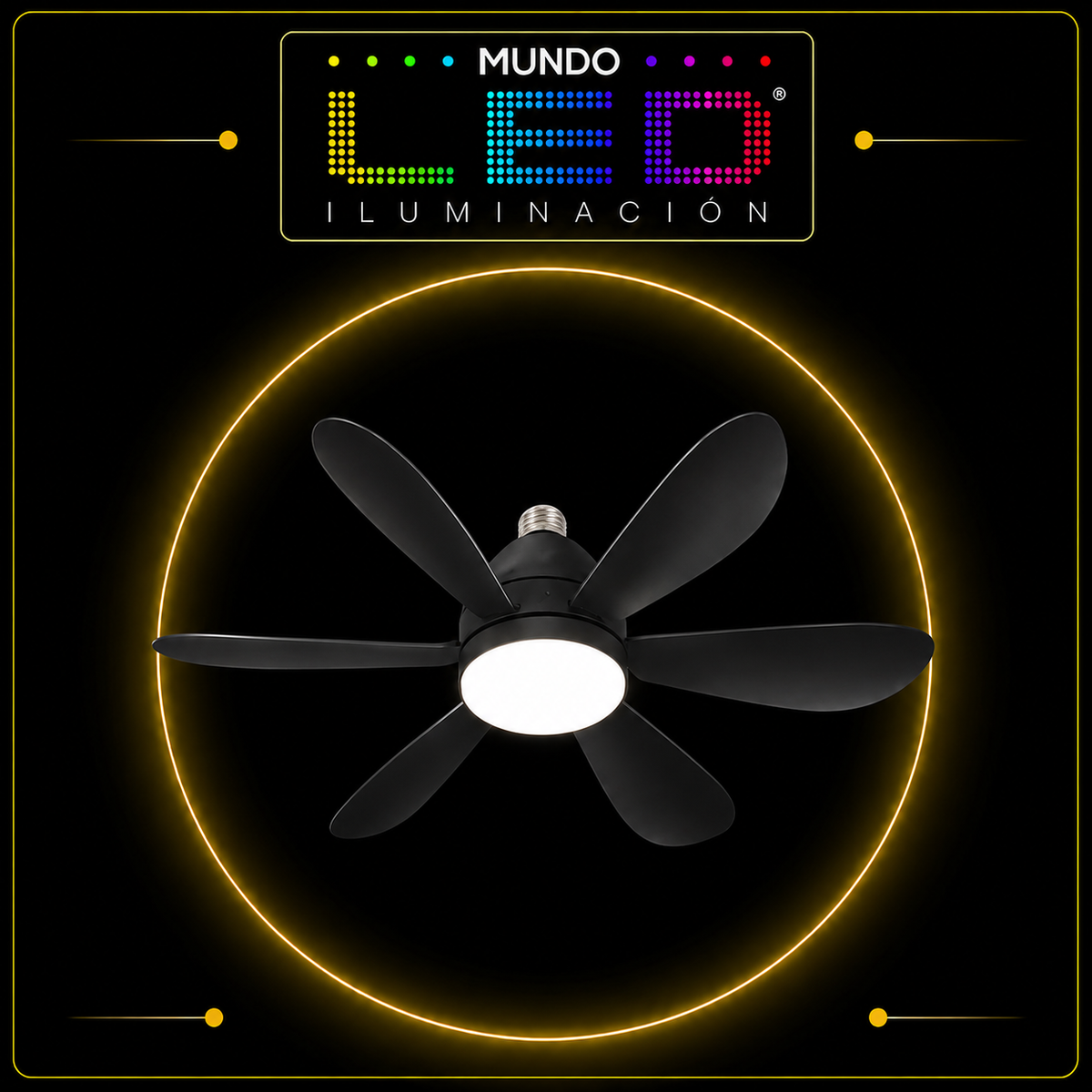 BOMBILLO/VENTILADOR NEGRO LED 22W 6 ASPAS E27 TRITONO CCT IBL122