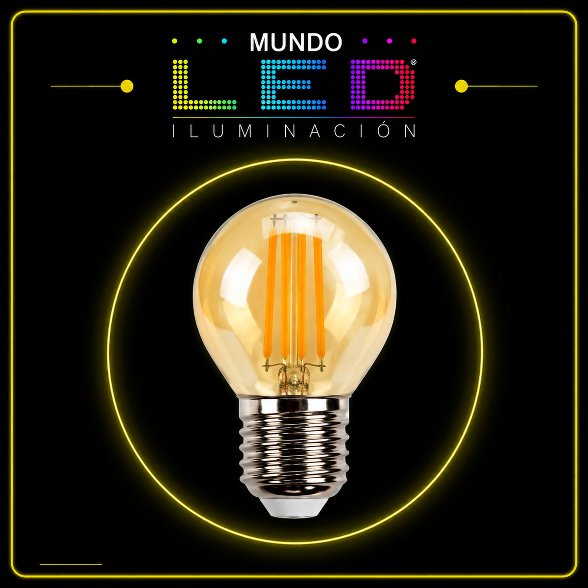BOMBILLO LED 4W E27 G45 PING PONG FILAMENTOS 2200-3000K AMBAR