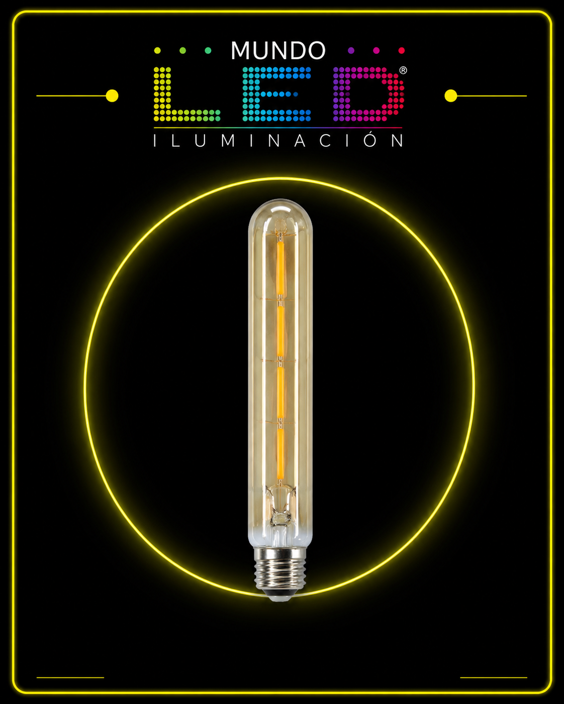 BOMBILLO LED 4W E27 T30 TUBULAR 18.5 CTMS FILAMENTOS XXX 2700-3000K AMBAR