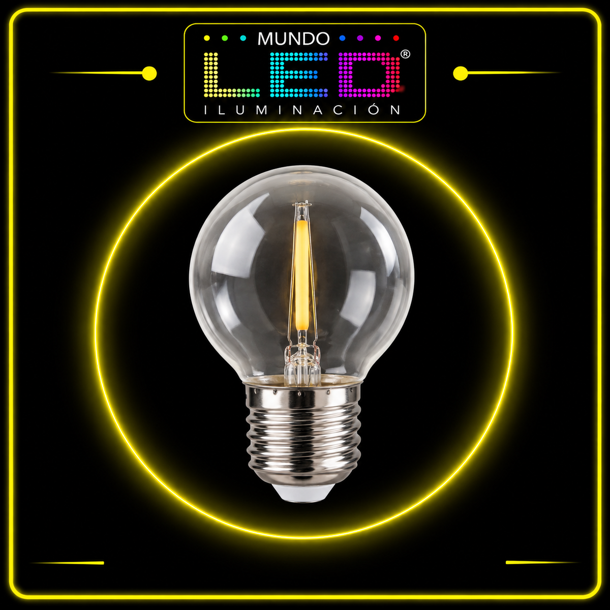 BOMBILLO LED 1W E27 G45 PING PONG 1 FILAMENTO 2200-3000K CLARO - Mundo LED