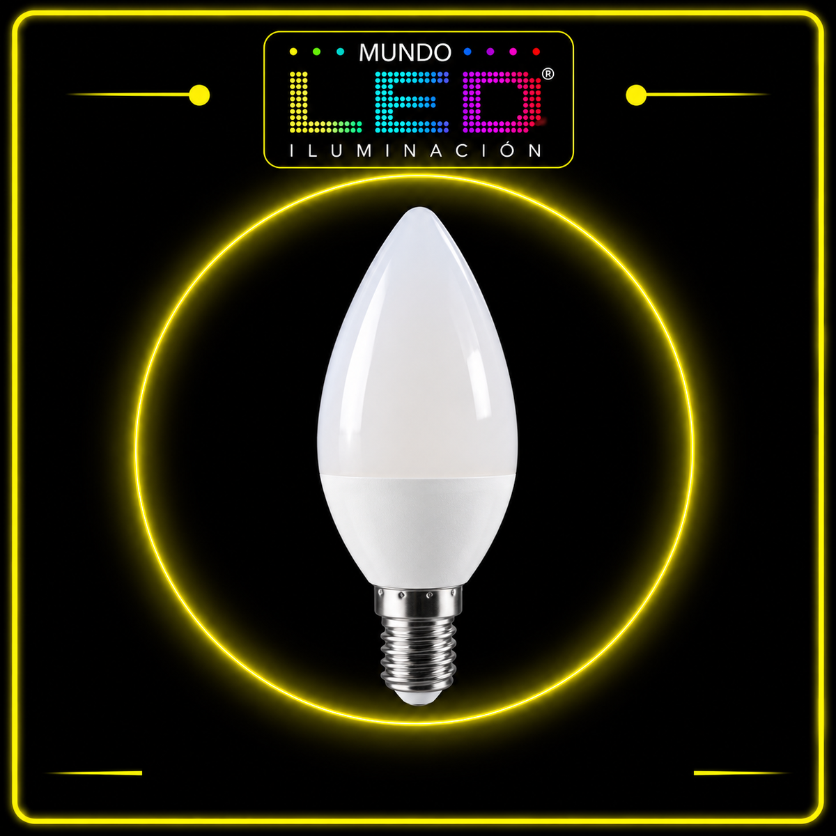 BOMBILLO LED 5W E14 VELA 3000K OPALIZADO (4.5W) - Mundo LED