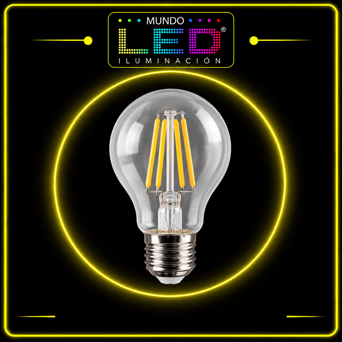 BOMBILLO LED 6W E27 A60 FILAMENTOS 6500K TRANSPARENTE (4W) - Mundo LED