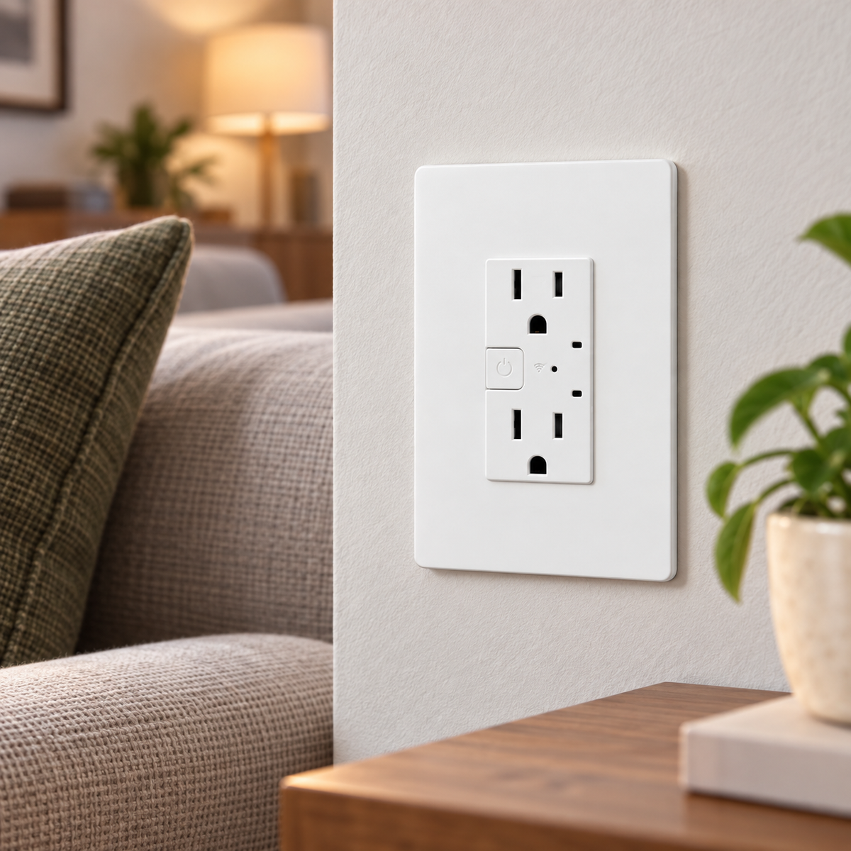 TOMA DOBLE SMART HOME WIFI BLANCA GENERACION 2 TIC52 instalado en casa — imagen ilustrativa generada con IA